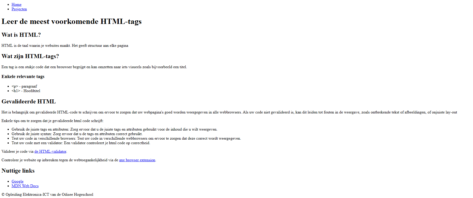 example of basic HTML